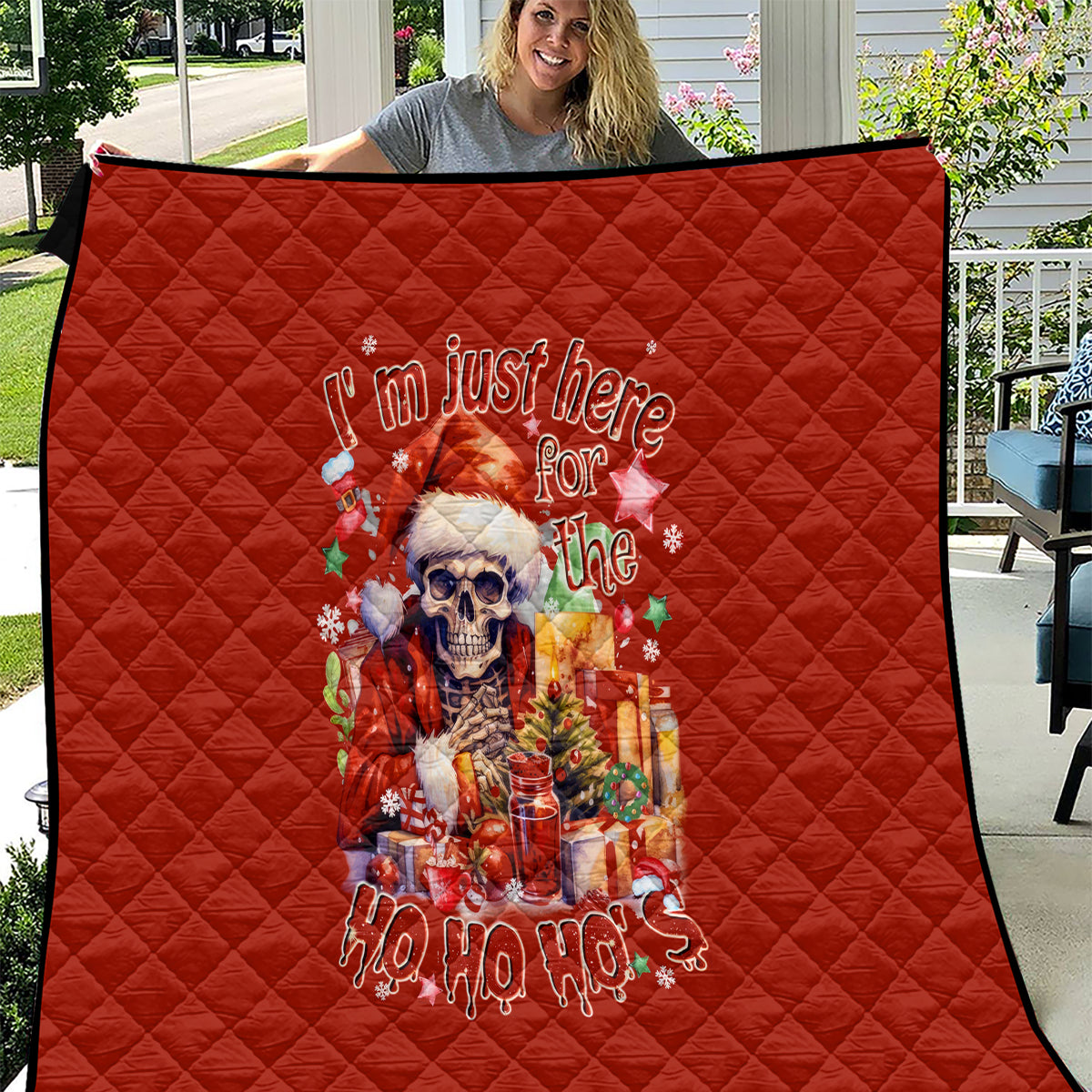 Skeleton Santa Claus Quilt I'm Just Here For The Ho Ho Ho - Wonder Print Shop