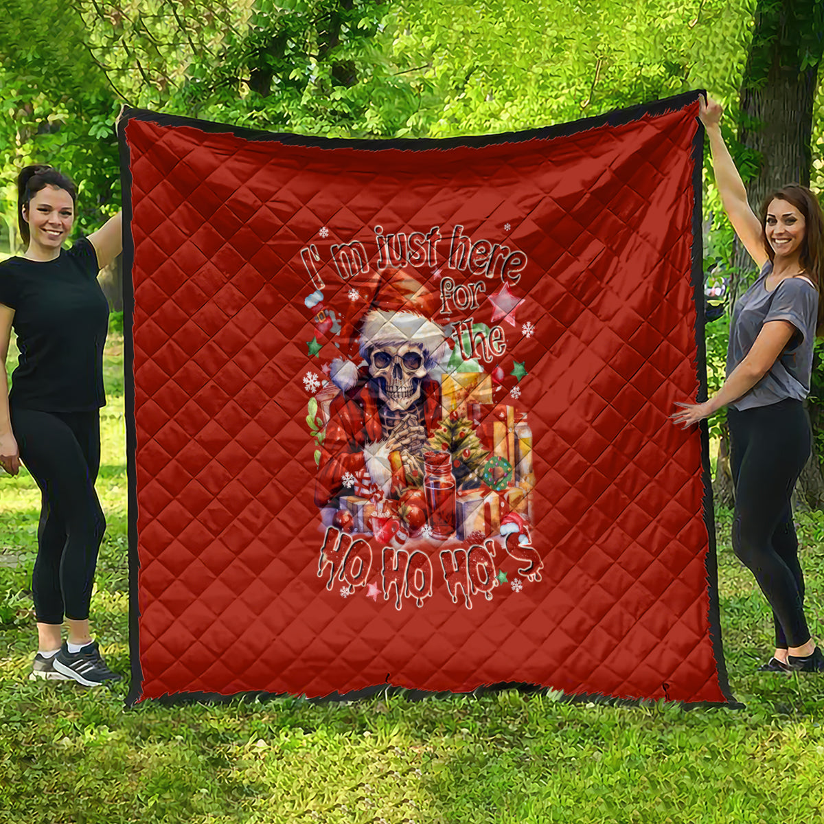 Skeleton Santa Claus Quilt I'm Just Here For The Ho Ho Ho - Wonder Print Shop