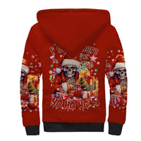Skeleton Santa Claus Sherpa Hoodie I'm Just Here For The Ho Ho Ho - Wonder Print Shop
