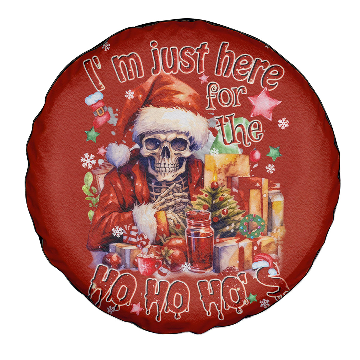 Skeleton Santa Claus Spare Tire Cover I'm Just Here For The Ho Ho Ho - Wonder Print Shop