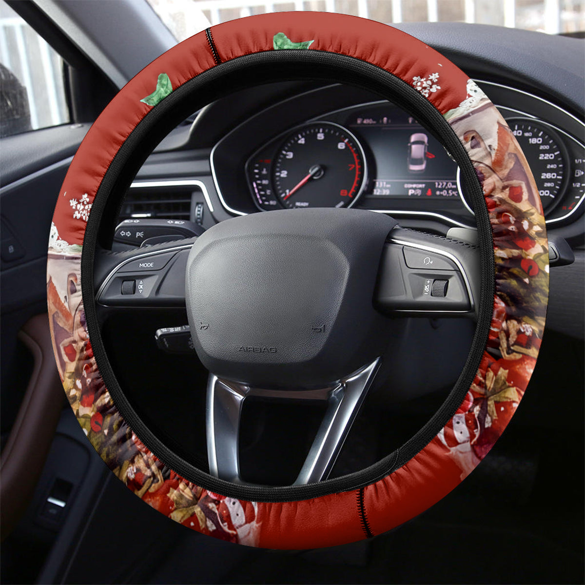 Skeleton Santa Claus Steering Wheel Cover I'm Just Here For The Ho Ho Ho - Wonder Print Shop