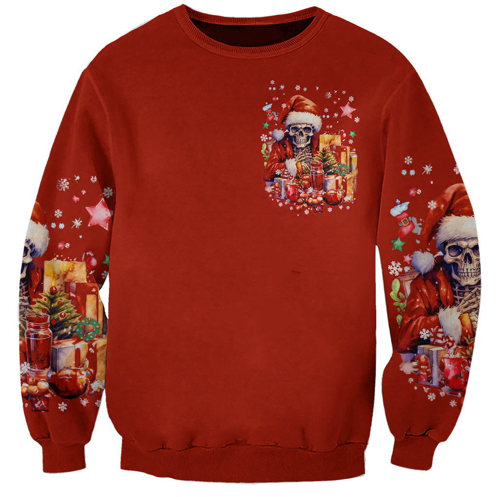 Skeleton Santa Claus Sweatshirt I'm Just Here For The Ho Ho Ho - Wonder Print Shop