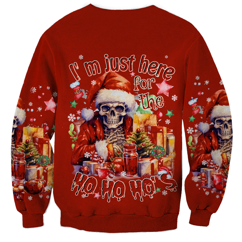 Skeleton Santa Claus Sweatshirt I'm Just Here For The Ho Ho Ho - Wonder Print Shop