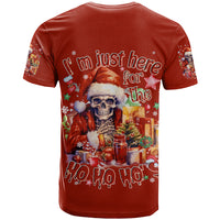 Skeleton Santa Claus T Shirt I'm Just Here For The Ho Ho Ho - Wonder Print Shop