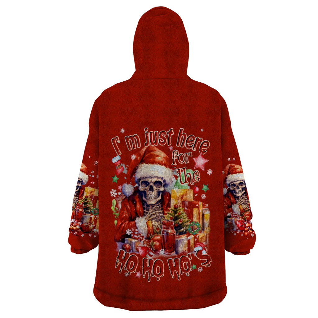 Skeleton Santa Claus Wearable Blanket Hoodie I'm Just Here For The Ho Ho Ho - Wonder Print Shop
