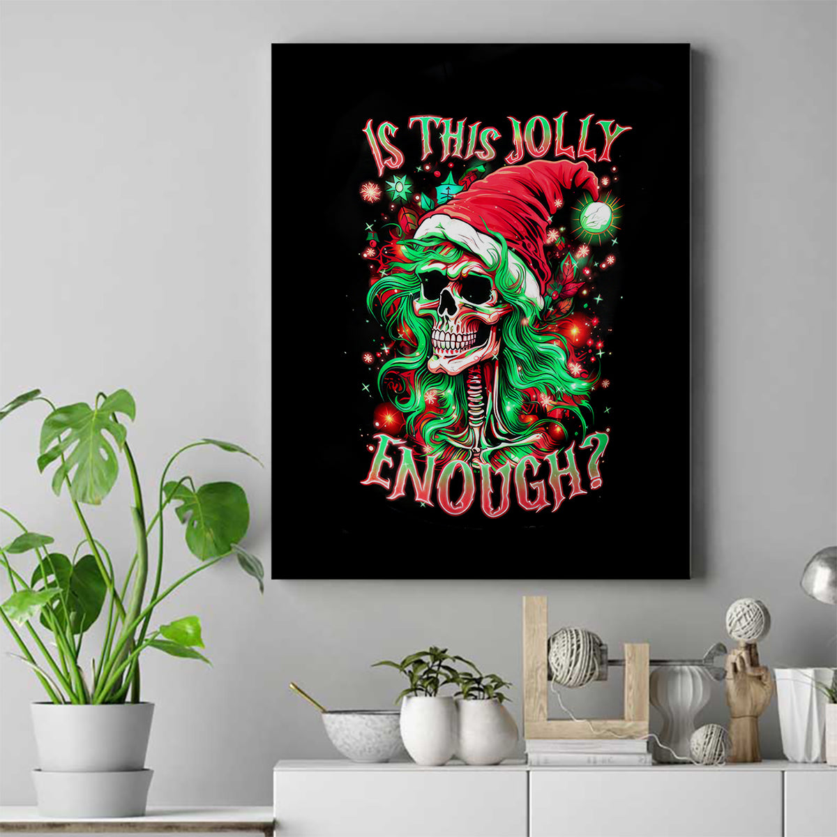 Skull Santa Girl Canvas Wall Art Is This Jolly Enough - Wonder Print Shop