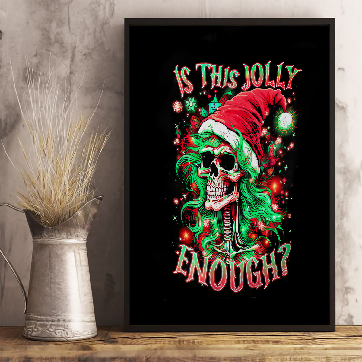 Skull Santa Girl Canvas Wall Art Is This Jolly Enough - Wonder Print Shop