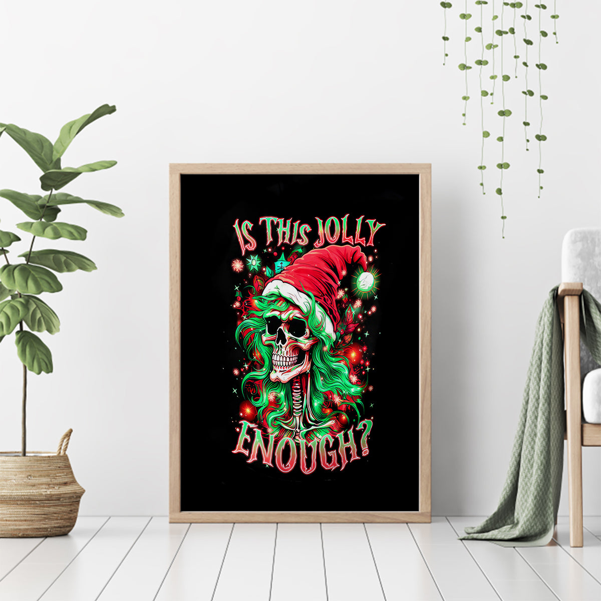 Skull Santa Girl Canvas Wall Art Is This Jolly Enough - Wonder Print Shop
