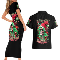 Skull Santa Girl Couples Matching Short Sleeve Bodycon Dress and Hawaiian Shirt Is This Jolly Enough - Wonder Print Shop