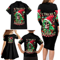 Skull Santa Girl Family Matching Long Sleeve Bodycon Dress and Hawaiian Shirt Is This Jolly Enough - Wonder Print Shop