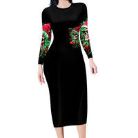 Skull Santa Girl Family Matching Long Sleeve Bodycon Dress and Hawaiian Shirt Is This Jolly Enough - Wonder Print Shop