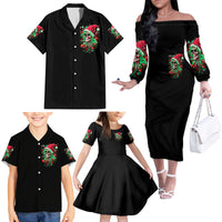 Skull Santa Girl Family Matching Off Shoulder Long Sleeve Dress and Hawaiian Shirt Is This Jolly Enough - Wonder Print Shop