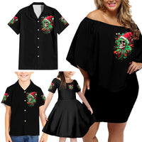 Skull Santa Girl Family Matching Off Shoulder Short Dress and Hawaiian Shirt Is This Jolly Enough - Wonder Print Shop