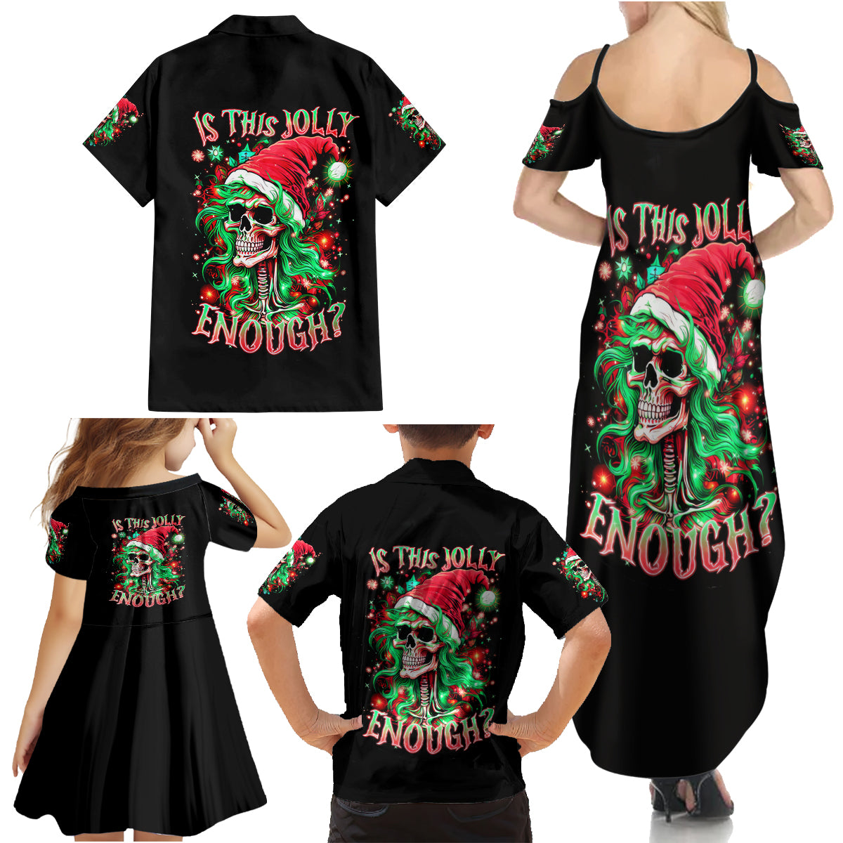Skull Santa Girl Family Matching Summer Maxi Dress and Hawaiian Shirt Is This Jolly Enough - Wonder Print Shop