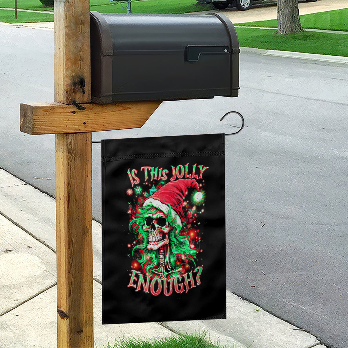 Skull Santa Girl Garden Flag Is This Jolly Enough - Wonder Print Shop
