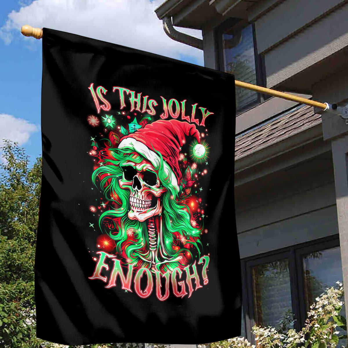 Skull Santa Girl Garden Flag Is This Jolly Enough - Wonder Print Shop