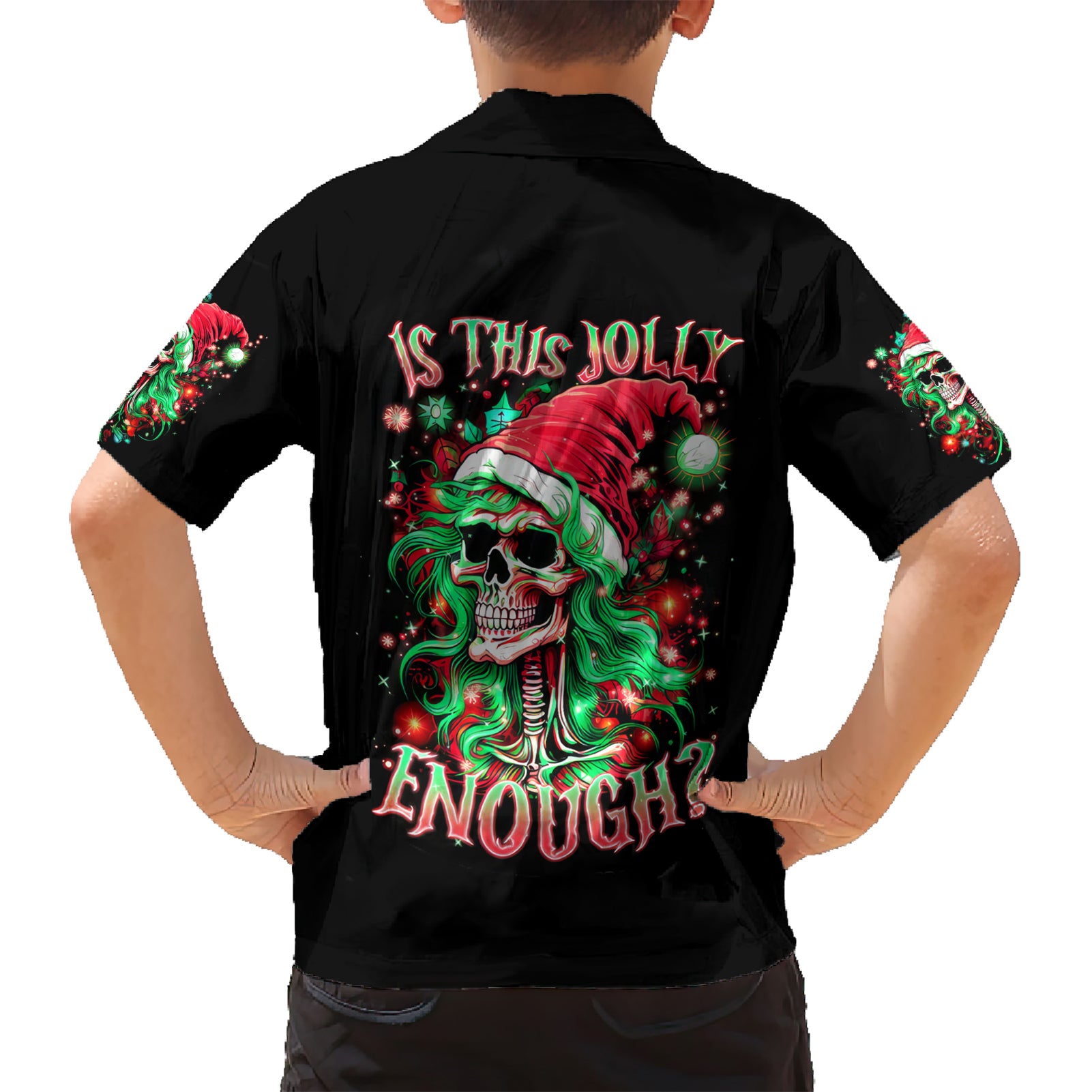 Skull Santa Girl Kid Hawaiian Shirt Is This Jolly Enough - Wonder Print Shop