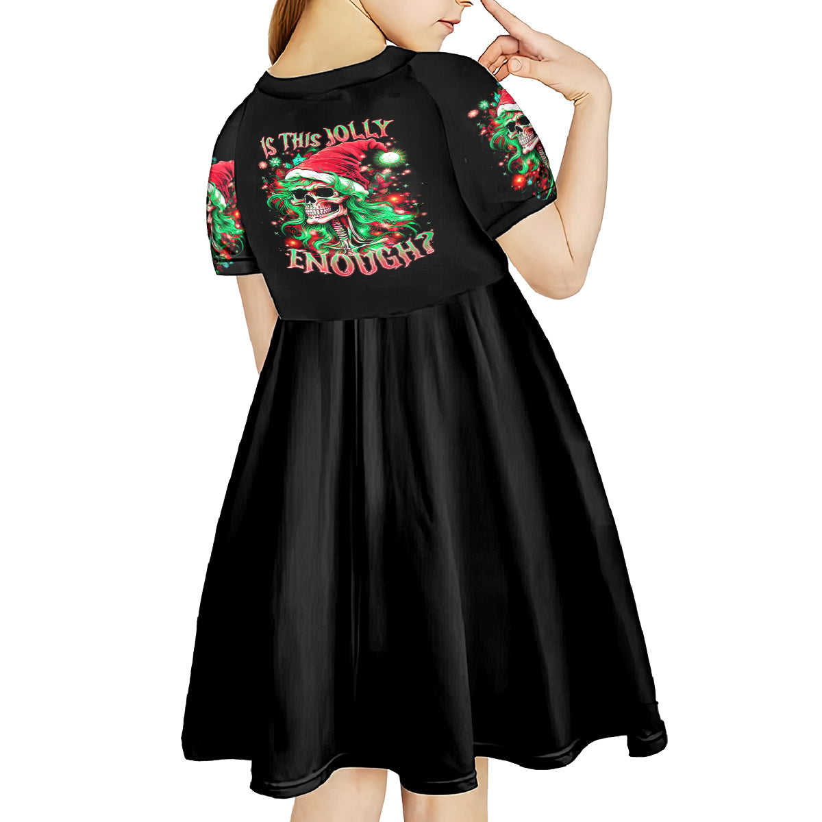 Skull Santa Girl Kid Short Sleeve Dress Is This Jolly Enough - Wonder Print Shop