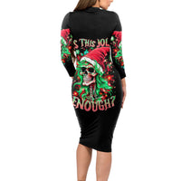 Skull Santa Girl Long Sleeve Bodycon Dress Is This Jolly Enough - Wonder Print Shop