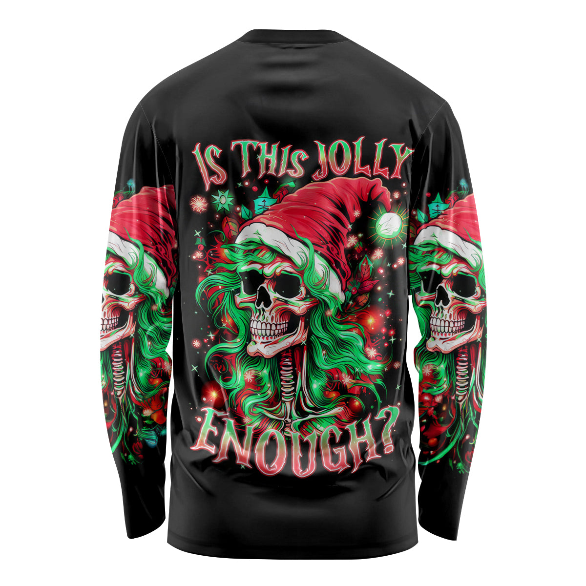 Skull Santa Girl Long Sleeve Shirt Is This Jolly Enough - Wonder Print Shop