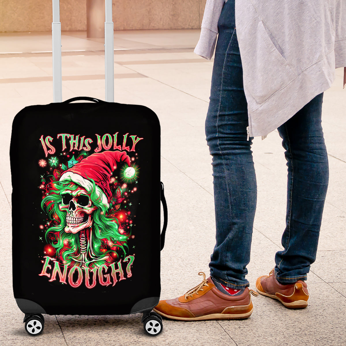 Skull Santa Girl Luggage Cover Is This Jolly Enough - Wonder Print Shop