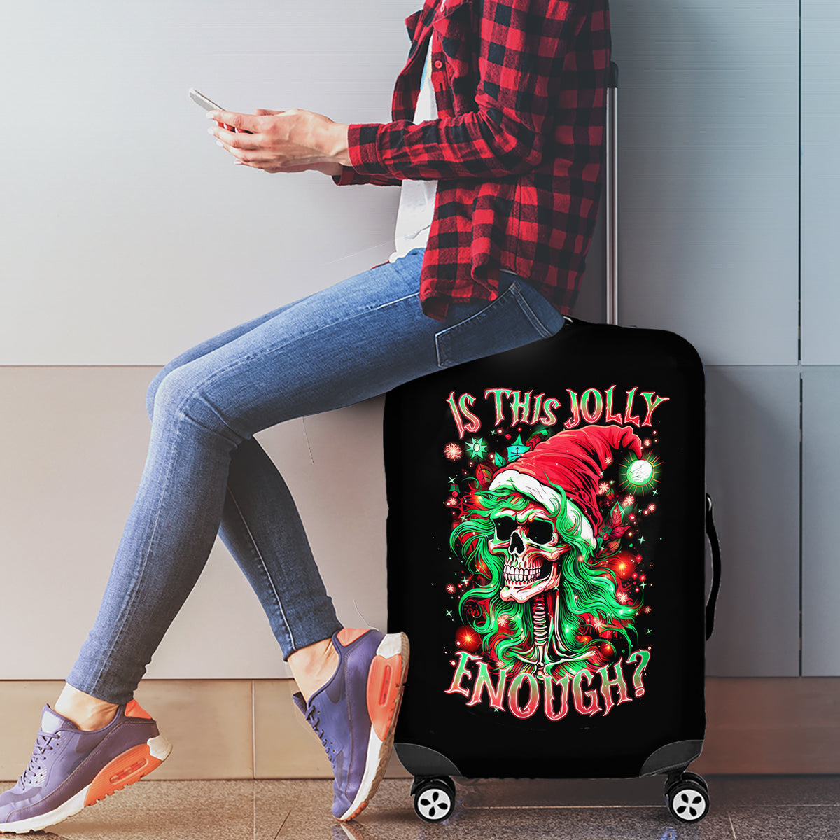 Skull Santa Girl Luggage Cover Is This Jolly Enough - Wonder Print Shop