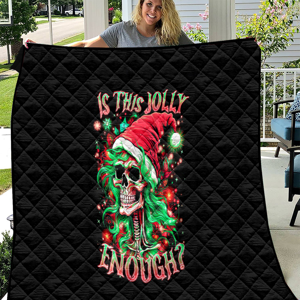 Skull Santa Girl Quilt Is This Jolly Enough - Wonder Print Shop
