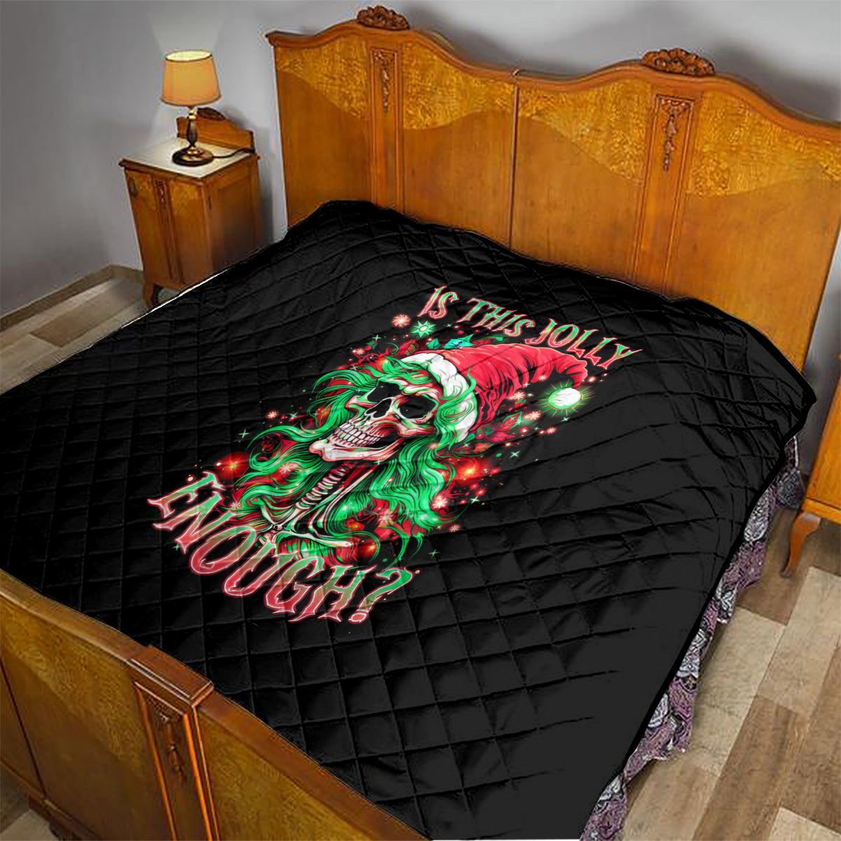 Skull Santa Girl Quilt Is This Jolly Enough - Wonder Print Shop
