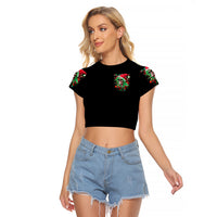 Skull Santa Girl Raglan Cropped T Shirt Is This Jolly Enough - Wonder Print Shop
