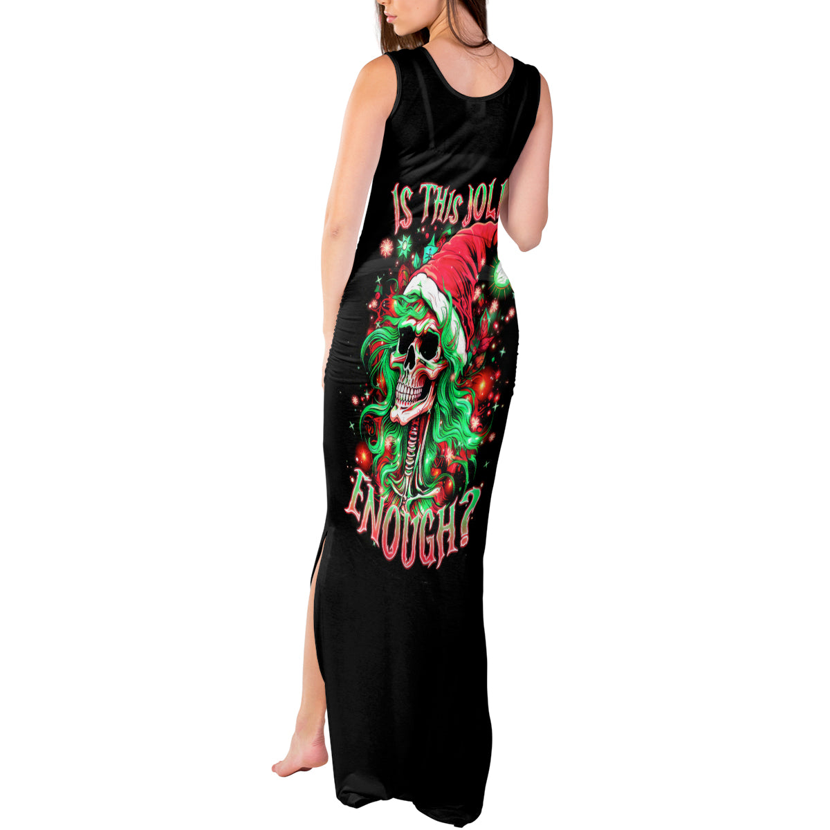 Skull Santa Girl Tank Maxi Dress Is This Jolly Enough - Wonder Print Shop
