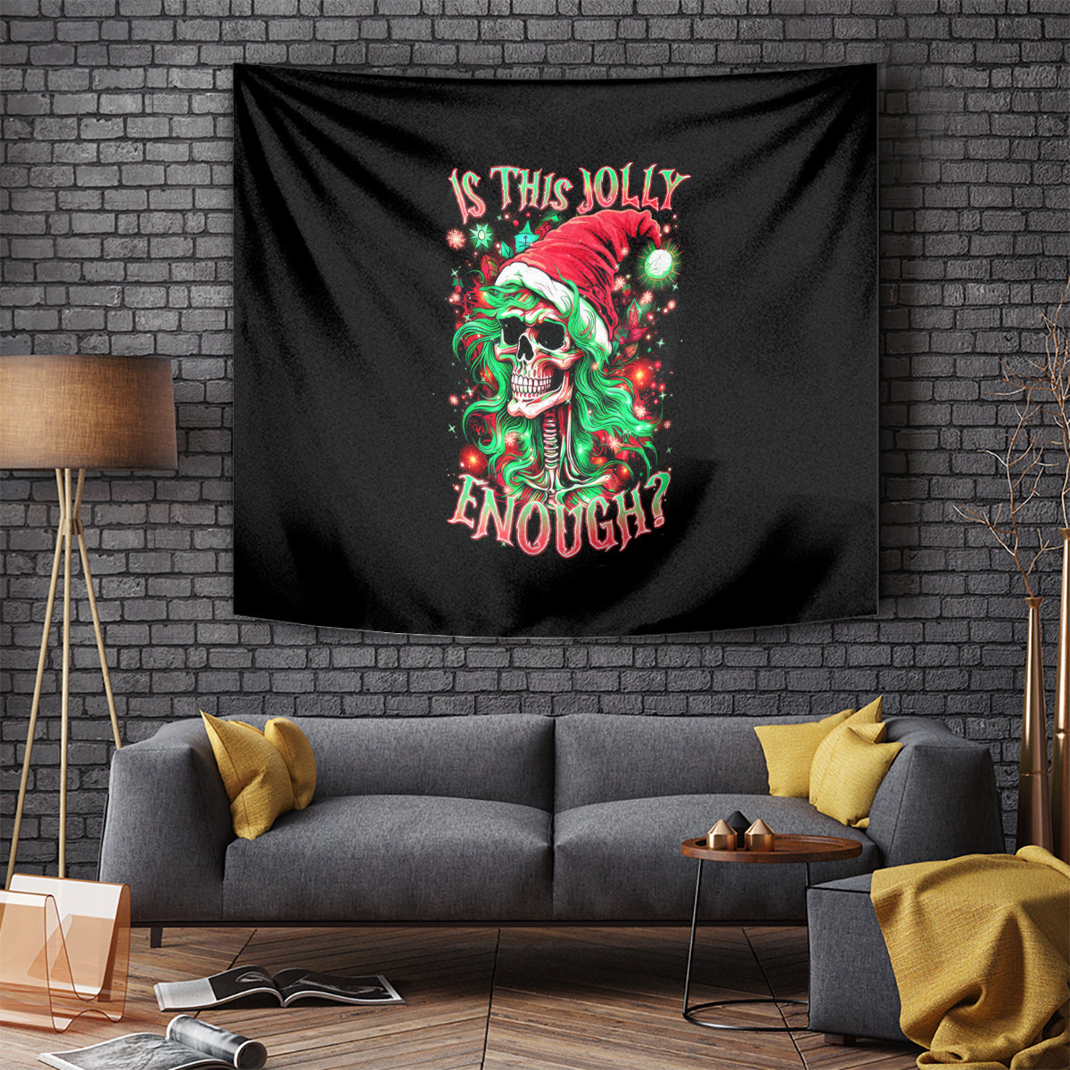 Skull Santa Girl Tapestry Is This Jolly Enough - Wonder Print Shop