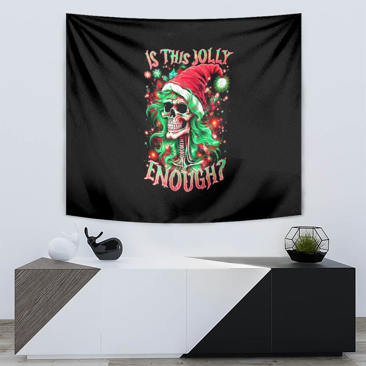 Skull Santa Girl Tapestry Is This Jolly Enough - Wonder Print Shop
