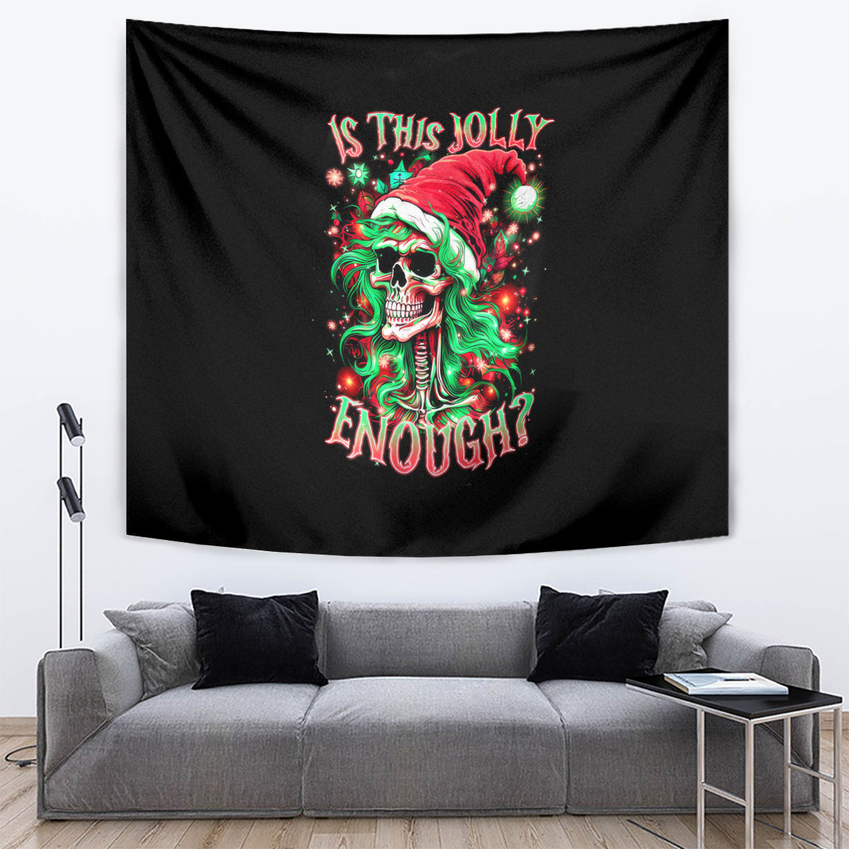 Skull Santa Girl Tapestry Is This Jolly Enough - Wonder Print Shop