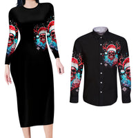 Skull Santa Claus Couples Matching Long Sleeve Bodycon Dress and Long Sleeve Button Shirt It's Beginning To Look A Lot Like Fuck This - Wonder Print Shop