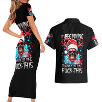 Skull Santa Claus Couples Matching Short Sleeve Bodycon Dress and Hawaiian Shirt It's Beginning To Look A Lot Like Fuck This - Wonder Print Shop