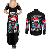 Skull Santa Claus Couples Matching Summer Maxi Dress and Long Sleeve Button Shirt It's Beginning To Look A Lot Like Fuck This - Wonder Print Shop