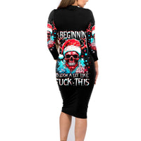 Skull Santa Claus Family Matching Long Sleeve Bodycon Dress and Hawaiian Shirt It's Beginning To Look A Lot Like Fuck This - Wonder Print Shop