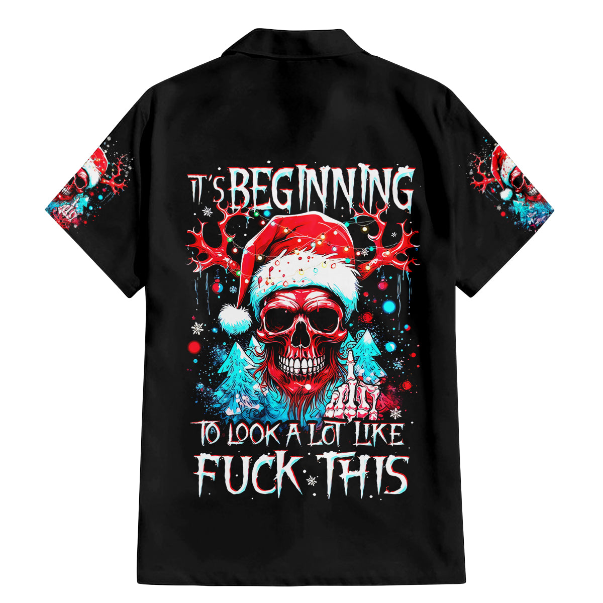 Skull Santa Claus Family Matching Mermaid Dress and Hawaiian Shirt It's Beginning To Look A Lot Like Fuck This - Wonder Print Shop