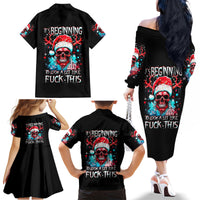 Skull Santa Claus Family Matching Off Shoulder Long Sleeve Dress and Hawaiian Shirt It's Beginning To Look A Lot Like Fuck This - Wonder Print Shop