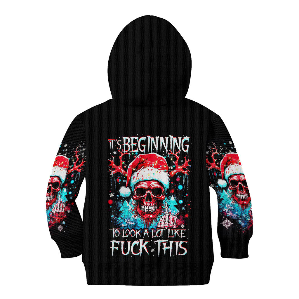 Skull Santa Claus Kid Hoodie It's Beginning To Look A Lot Like Fuck This - Wonder Print Shop