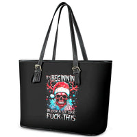 Skull Santa Claus Leather Tote Bag It's Beginning To Look A Lot Like Fuck This - Wonder Print Shop