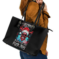 Skull Santa Claus Leather Tote Bag It's Beginning To Look A Lot Like Fuck This - Wonder Print Shop