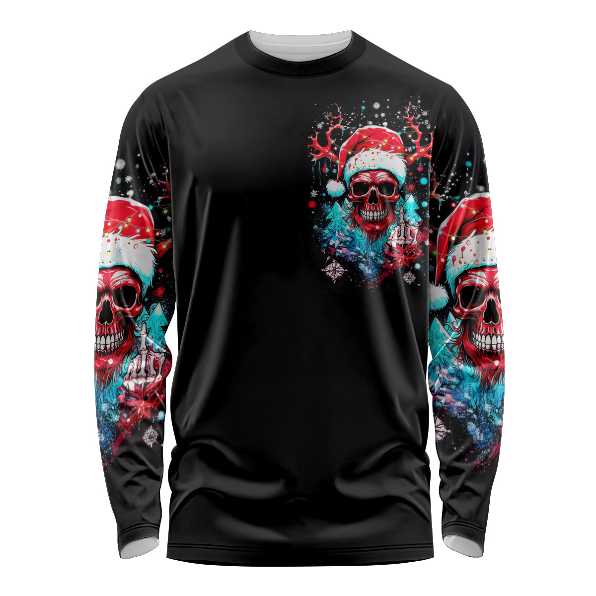 Skull Santa Claus Long Sleeve Shirt It's Beginning To Look A Lot Like Fuck This - Wonder Print Shop