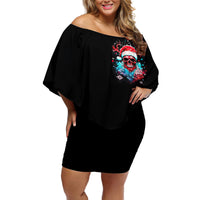 Skull Santa Claus Off Shoulder Short Dress It's Beginning To Look A Lot Like Fuck This - Wonder Print Shop
