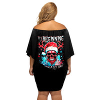 Skull Santa Claus Off Shoulder Short Dress It's Beginning To Look A Lot Like Fuck This - Wonder Print Shop
