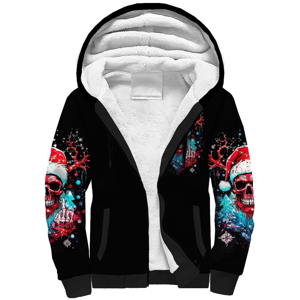 Skull Santa Claus Sherpa Hoodie It's Beginning To Look A Lot Like Fuck This - Wonder Print Shop