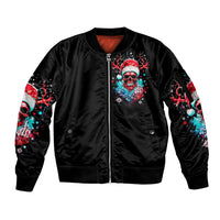 Skull Santa Claus Sleeve Zip Bomber Jacket It's Beginning To Look A Lot Like Fuck This - Wonder Print Shop