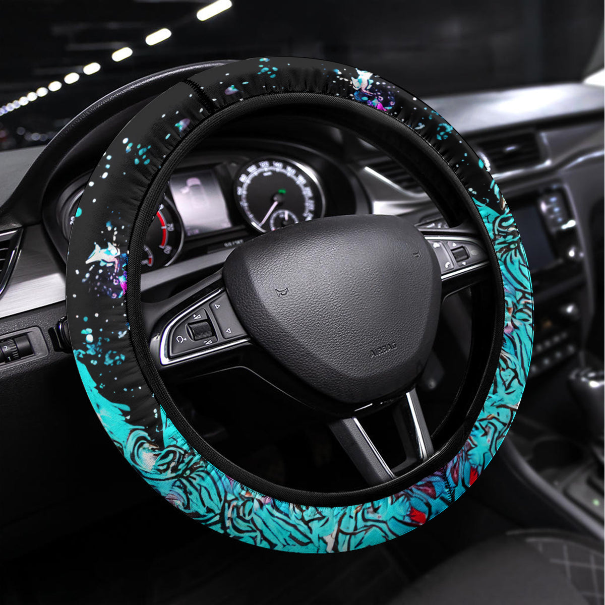Skull Santa Claus Steering Wheel Cover It's Beginning To Look A Lot Like Fuck This - Wonder Print Shop