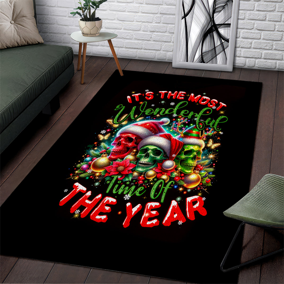 Skull Santa Claus Area Rug It's The Most Time Of The Year - Wonder Print Shop