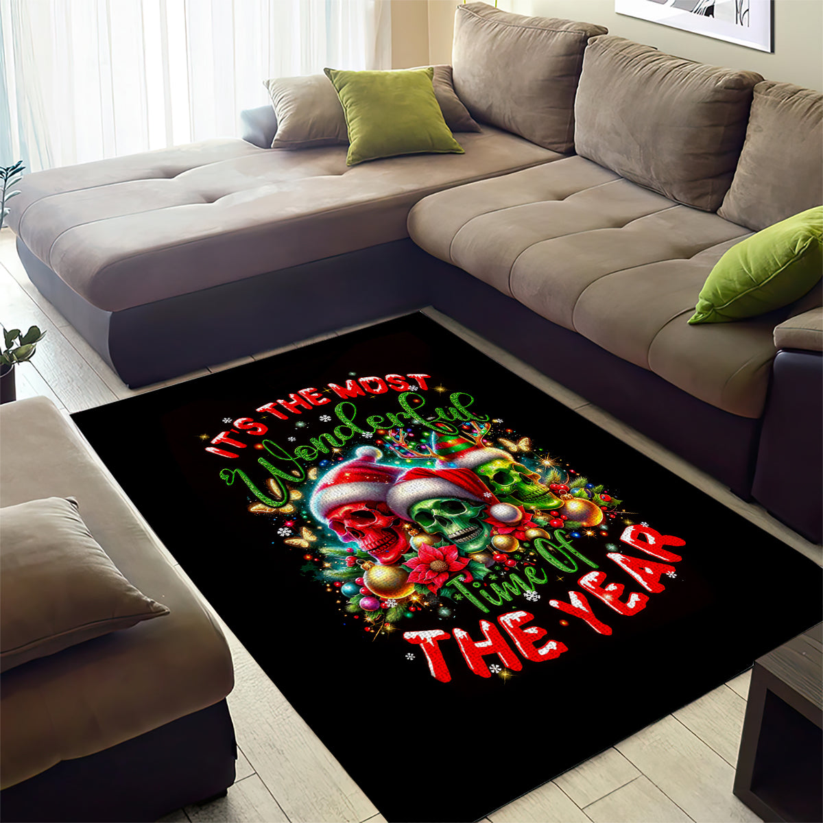 Skull Santa Claus Area Rug It's The Most Time Of The Year - Wonder Print Shop